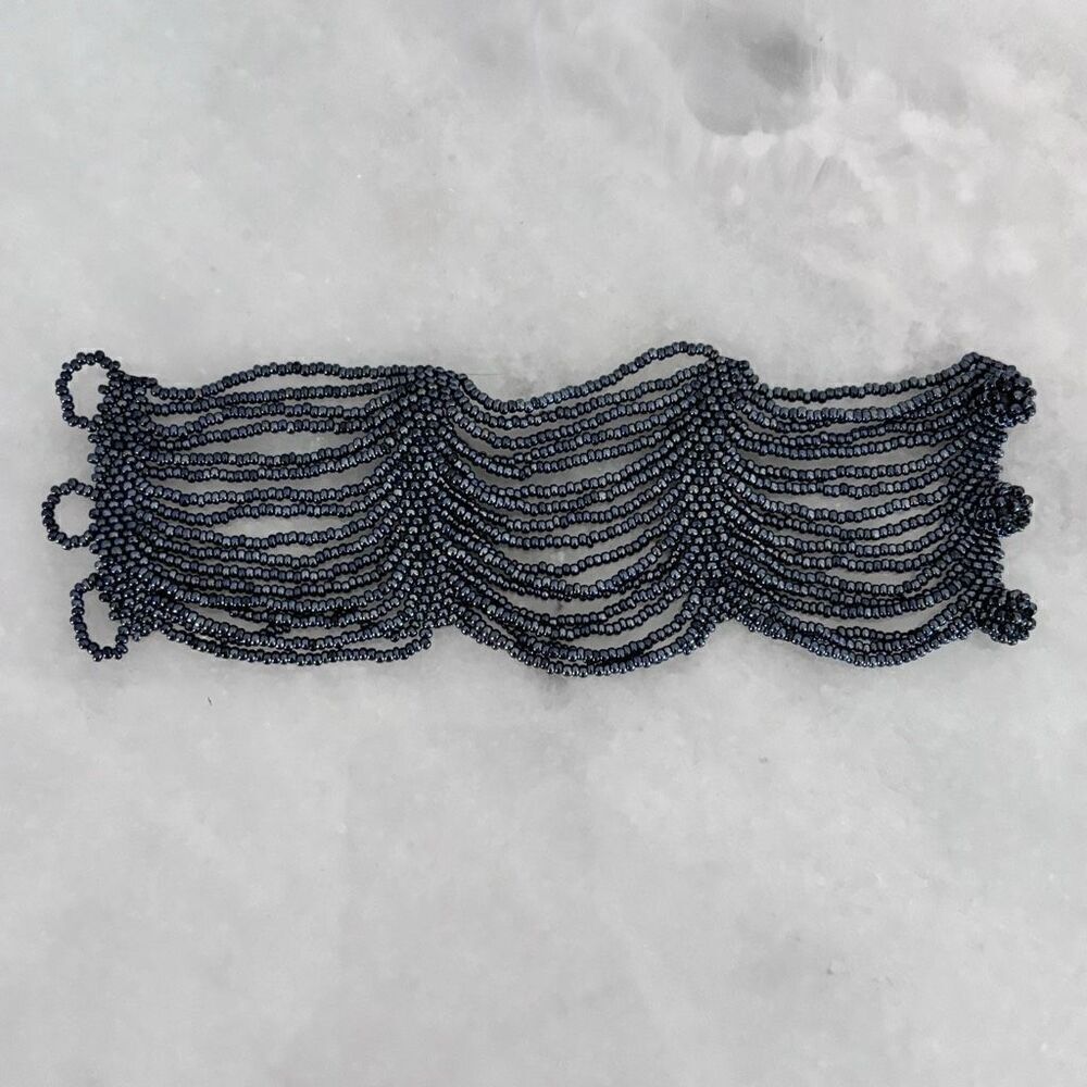 Multi-Layered Draped Beaded Toggle Statement Brac… - image 1